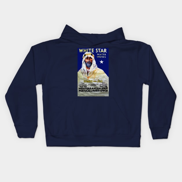 White Star Line 1930 Cruises Kids Hoodie by Gilded Age